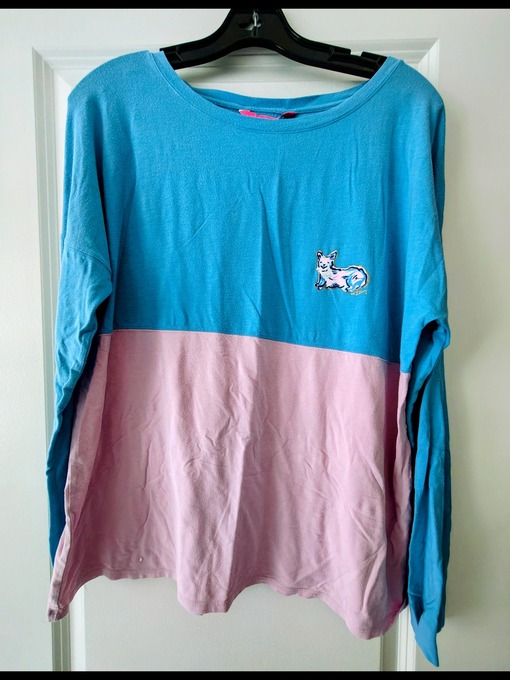 Lilly Pulitzer Blue and Pink Colorblock Long-Sleeve Tee